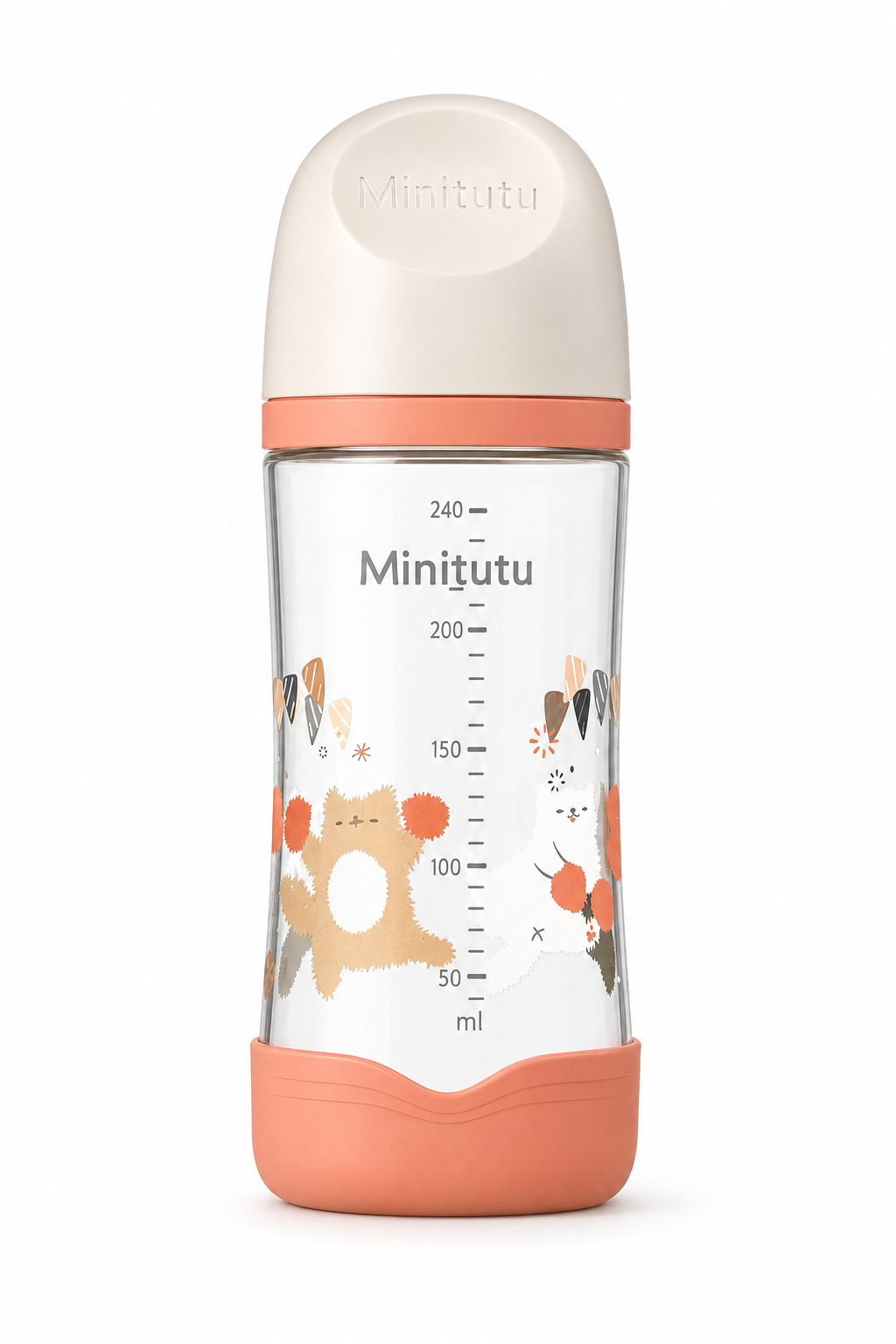 Minitutu Anti-Falling Borosilicate Glass Feeding Bottle 240ml CB526-1 – 3+ Months